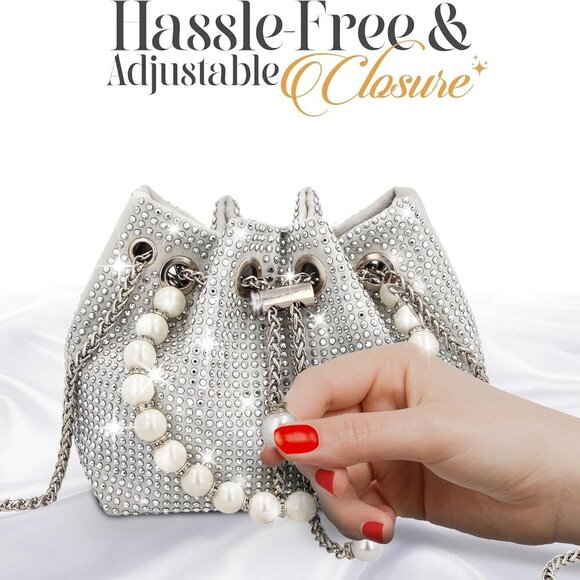 Silver Rhinestone Clutch Purse - Sparkly Silver Crystal Purse - Rhinestone Clutc - Picture 5 of 9